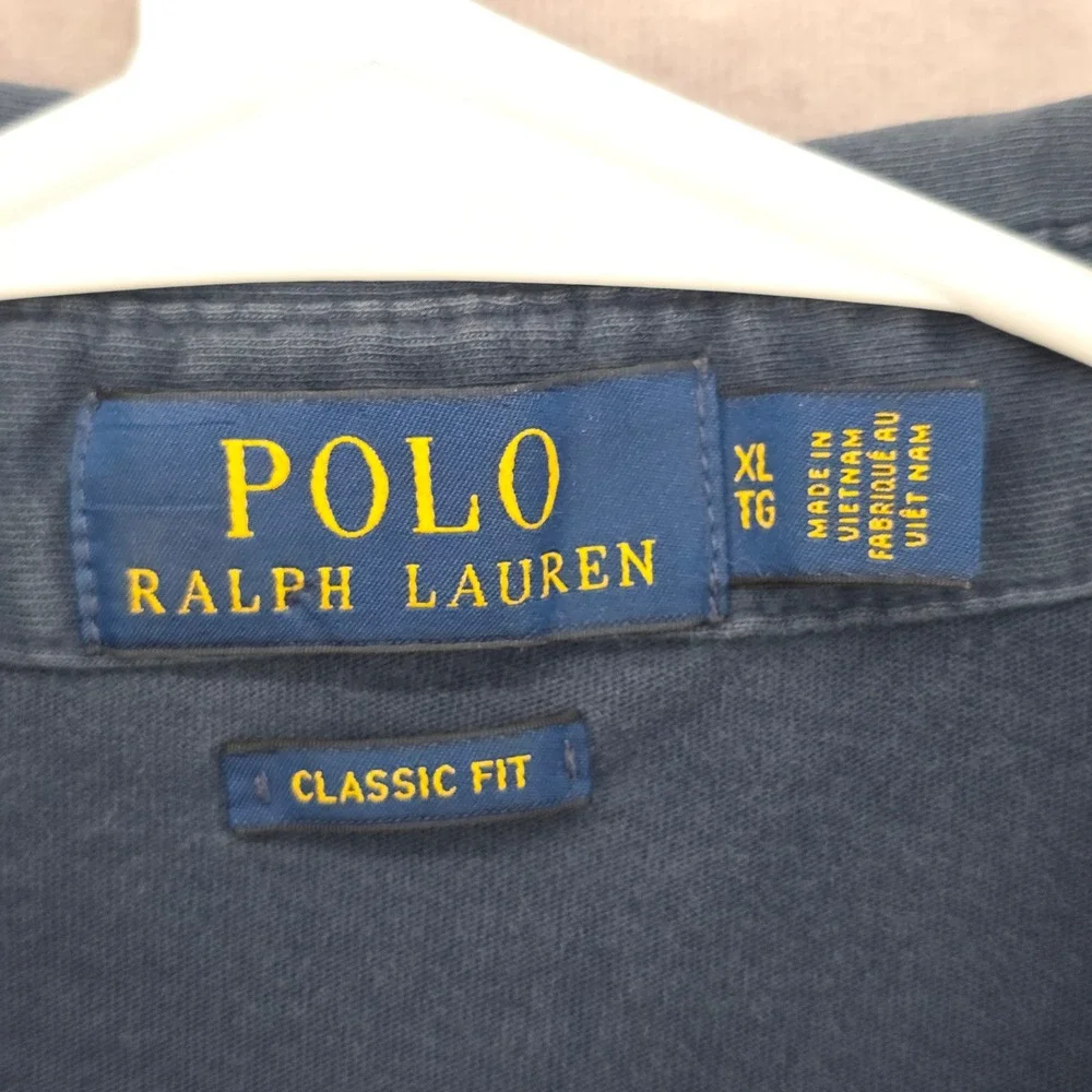 Polo Ralph Lauren Mens XL Classic Fit Pocket Polo Shirt Navy Blue Sun Faded